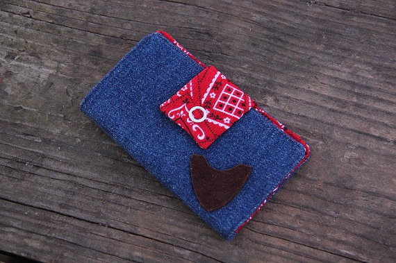 LadiesWallet, Ladies Handmade Wallet, Leather and Cloth Wallet, Bandana, Jean Wallet, Guitar Pick, Pick, Pick Pocket, Wallet